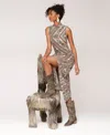 Avec Les Filles Women's Printed Jersey Sleeveless Turtle Neck Midi Dress In Multi