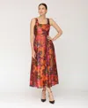 Avec Les Filles Print Sleeveless Lantern Midi Dress In Multi