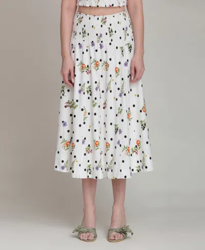 Avec Les Filles Women's Printed Smocked Waist Midi Skirt In Multi