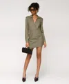 Avec Les Filles Women's Printed Split-neck Mini Dress In Green