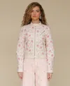 Shop Avec Les Filles Women's Quilted Cropped Moto Jacket In Soft Pink Floral