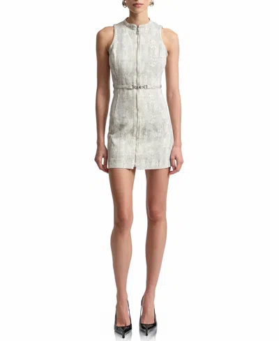 Avec Les Filles Women's Racer Zip-front Belted Dress In Gray