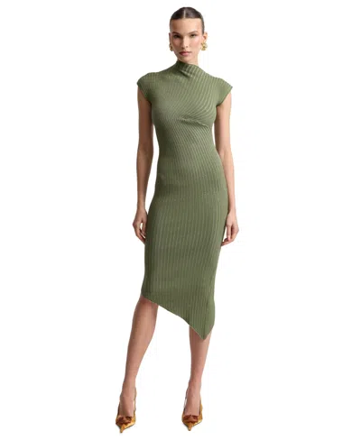 Avec Les Filles Women's Radial-rib Midi Dress In Green