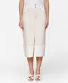 Avec Les Filles Women's Raw Hem Denim Midi Skirt