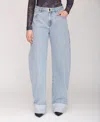 Avec Les Filles Women's Rolled Cuff Barrel Leg Jeans In Blue