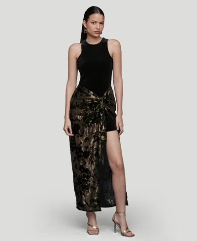 AVEC LES FILLES WOMEN'S SARONG COMBO FRINGE DRAPE DRESS