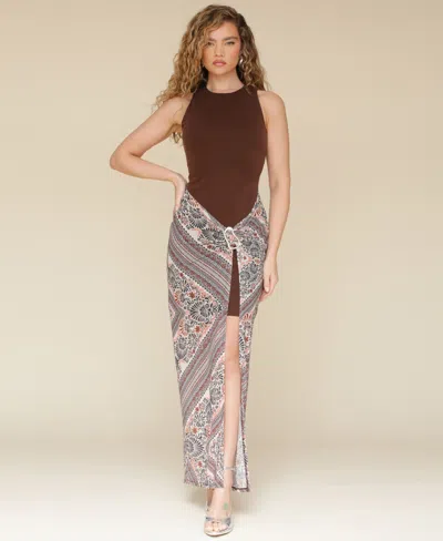 Avec Les Filles Women's Sarong Maxi Dress In Chocolate,casablanca Tile