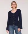 Avec Les Filles Women's Scoop Neck Long Sleeve Cardigan In Neutral