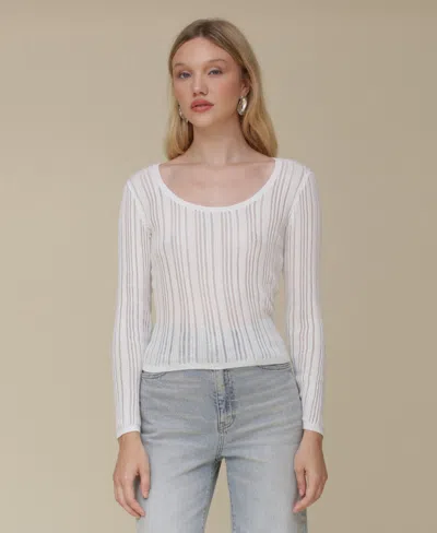 Avec Les Filles Women's Scoop-neck Pullover Sweater In Cream