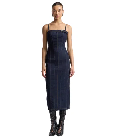 Avec Les Filles Women's Seamed Midi Dress In Blue