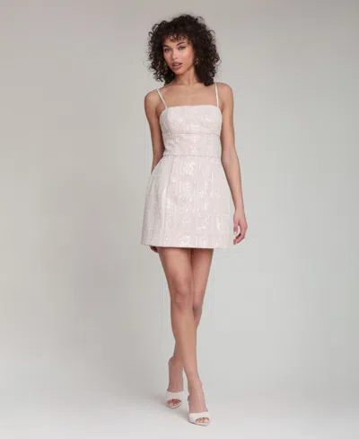 Avec Les Filles Women's Sequin Embroidered Chiffon Mini Dress In White