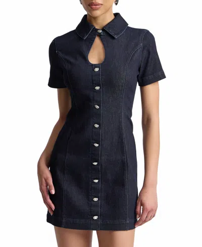 Avec Les Filles Women's Short-sleeve Collared Dress In Blue