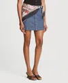 Avec Les Filles Side Panel Denim Mini Skirt In Blue