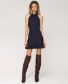 Avec Les Filles Women's Sleeveless Halter Ribbed Knit Mini Dress In Black