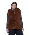Avec Les Filles Women's Sleeveless Long Vest In Brown