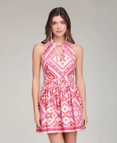 Avec Les Filles Women's Sleeveless Tie Detail Mini Dress In Multi