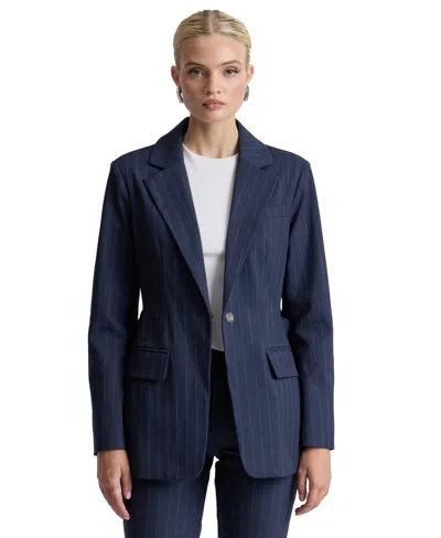 Avec Les Filles Women's Spread Collar Belted Blazer In Blue