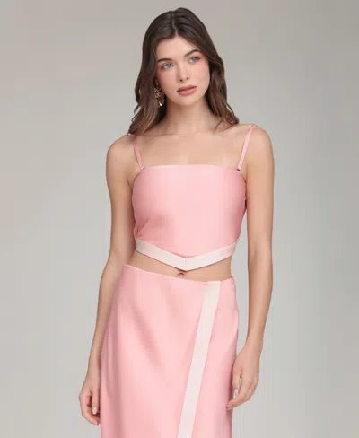 Avec Les Filles Women's Square Neck Scarf Top In Pink