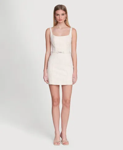 Avec Les Filles Women's Square Neck Stripe Mini Dress In White