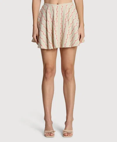 Avec Les Filles Women's Striped Low-rise Mini Skirt In Neutral