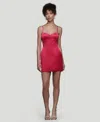 Avec Les Filles Sweetheart Neck Structured Satin Minidress In Red