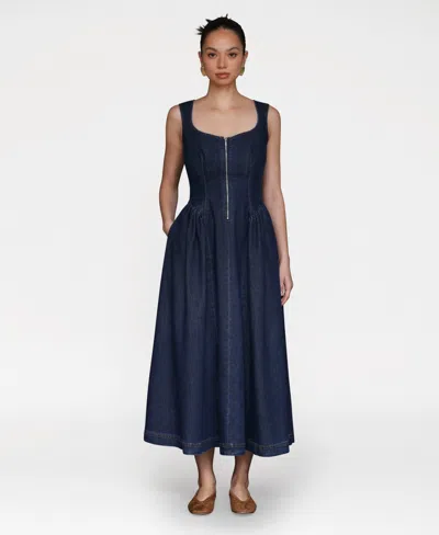 Avec Les Filles Women's Sweetheart Full Skirt Midi Dress In Blue
