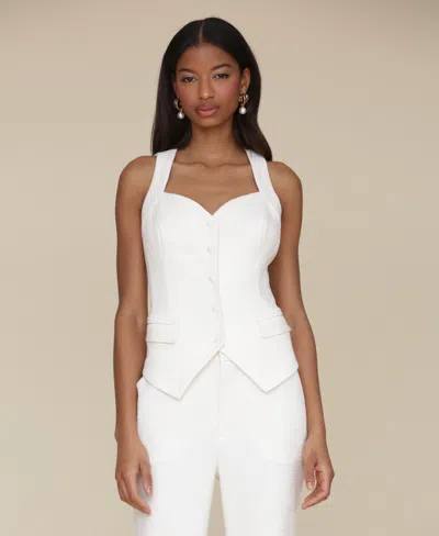 Avec Les Filles Women's Sweetheart-neck Hourglass Vest In Off White