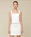 Avec Les Filles Women's Sweetheart Neckline Vest Top In White Denim