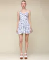 Avec Les Filles Women's Toile-print Linen-blend Tiered Fit & Flare Dress In Savanna Toile,dark Navy,cream