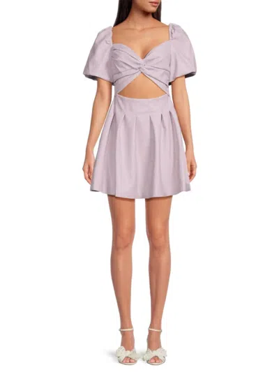 Avec Les Filles Women's Twist Cutout Mini Dress In Lilac