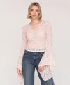 Avec Les Filles Women's V-neck Long Sleeve Top In Pink