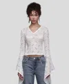 Avec Les Filles Women's V-neck Long Sleeve Top In White