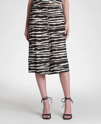 Avec Les Filles Women's Viscose-blend Elastic Waist Wide Culottes In Black