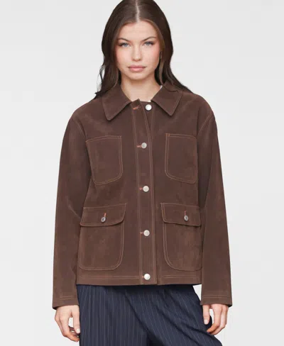 Avec Les Filles Women's Wing-collar Faux-suede Jacket In Brown