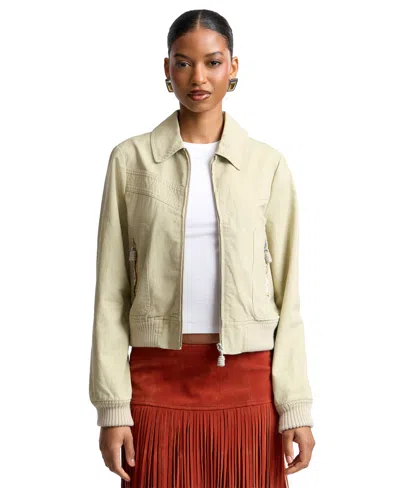Avec Les Filles Women's Zip Front Bomber Jacket In Neutral