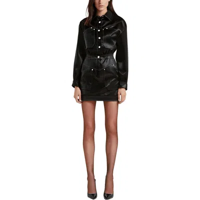 Avec Les Filles Womens Contrast Trim Faux Leather Mini Dress In Black
