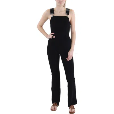 Avec Les Filles Womens Corduroy Ribbed Overall Jeans In Black