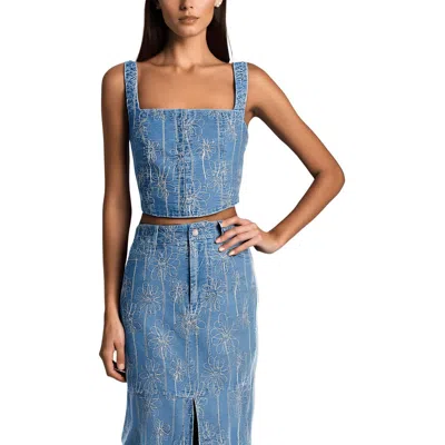 Avec Les Filles Womens Embroidered Denim Tank Top In Multi