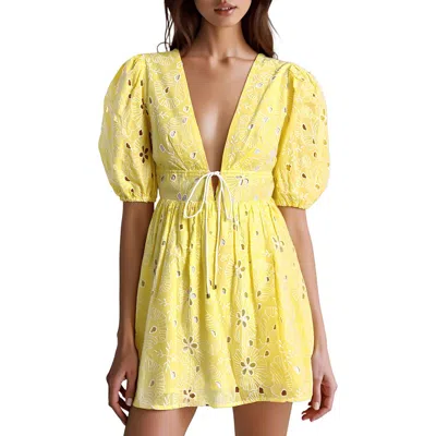 Avec Les Filles Womens Eyelet Cotton Mini Dress