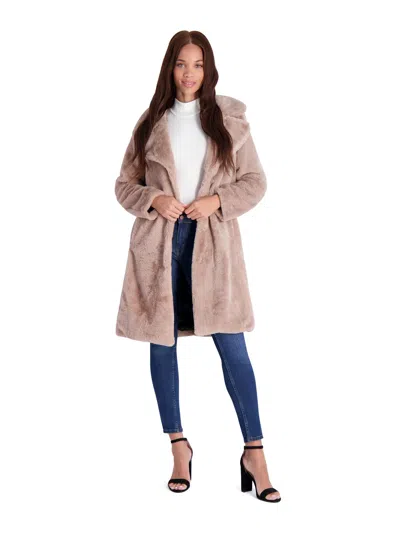 Avec Les Filles Womens Faux Fur Plush Faux Fur Coat In Grey