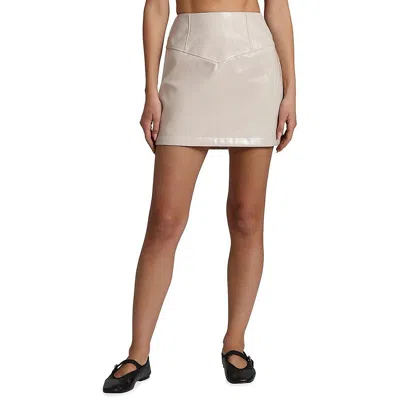 Avec Les Filles Womens Faux Leather Short Mini Skirt In White