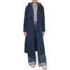Avec Les Filles Mixed Media Trench Coat In Blue