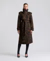 Avec Les Filles Womens Leopard Wool Trench Coat In Java Leopard