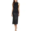 Avec Les Filles Womens Sequined Knit Midi Dress