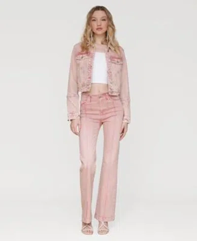 Avec Les Filles Womens Trucker Jacket Pintucked Flared Jeans