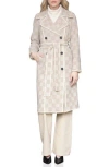 Avec Les Filles Wool Blend Checkered Blanket Stitch Coat In Neutral