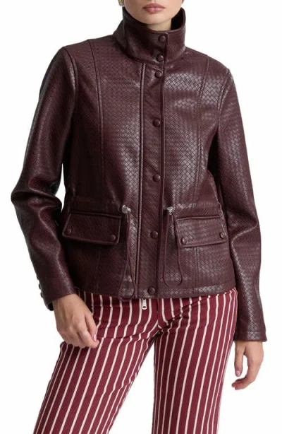 Avec Les Filles Faux Leather Drawstring Waist Jacket In Multi