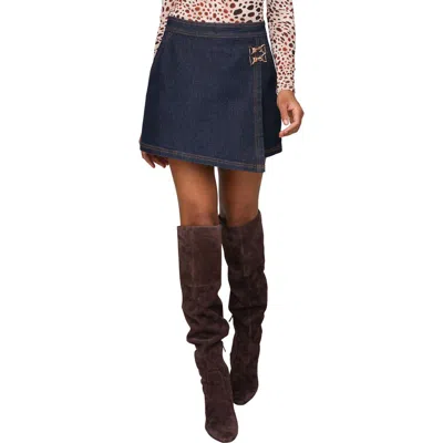 Avec Les Filles Wrap Denim Skort In Blue