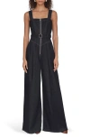 Avec Les Filles Zip Front Corset Jumpsuit In Black
