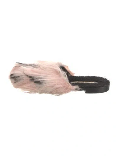 Pre-owned Avec Modération Faux Fur Mules In Pink